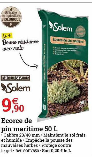 ecorce de pin maritime 50 l solem