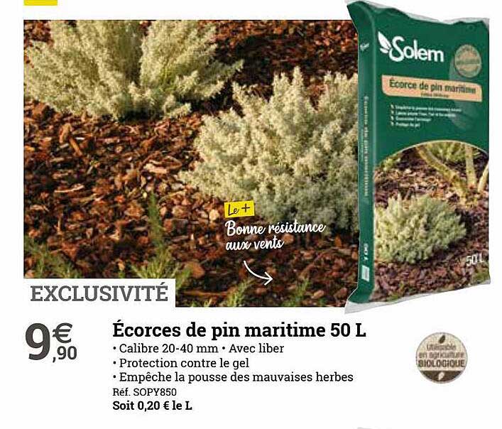 écorces de pin maritime 50 l solem