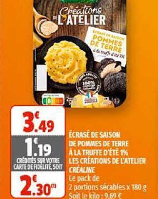 écrasé de saison de pommes de terre à la truffe d'été 1% les créations de l'atelier créaline