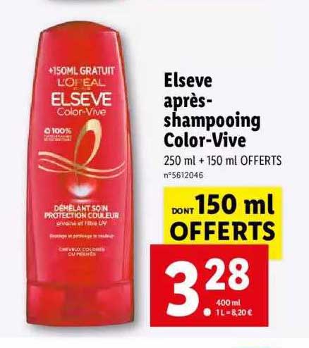 elsève après-shampooing color-vive