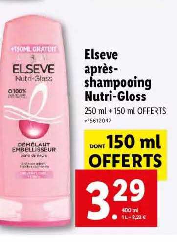 elsève après-shampooing nutri-gloss