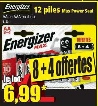 energizer 12 piles max power seal 8+4 offertes