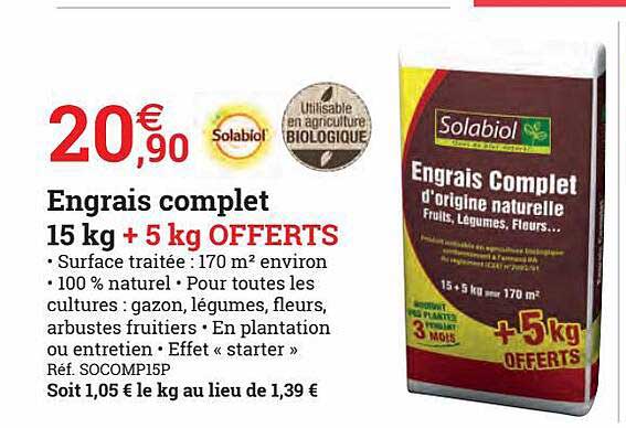 Engrais Complet 15 Kg Solabiol
