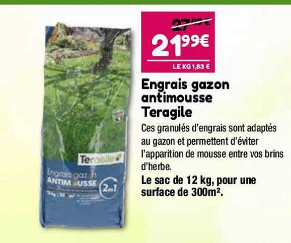 engrais gazon antimousse teragile