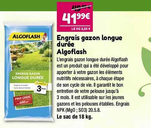 engrais gazon longue durée algoflash