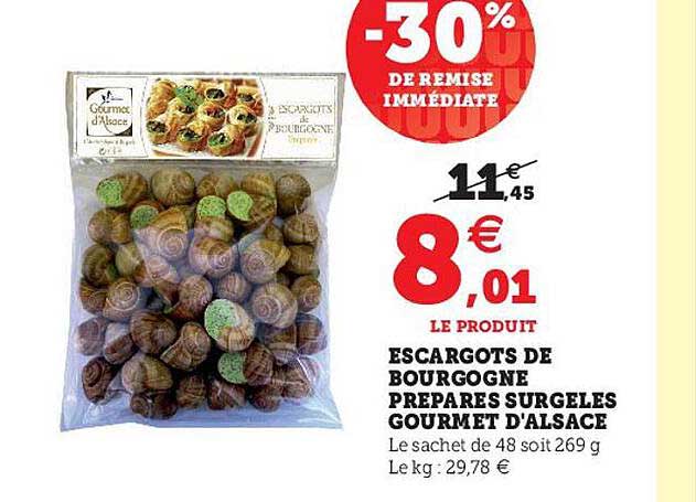 Escargots De Bourgogne Préparés Surgelés Gourmet D'alsace