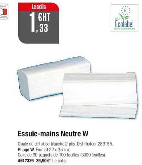 essuie-mains neutre w ecolabel