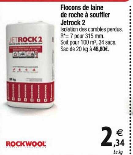 flocons de laine de roche à souffler jetrock 2 rockwool