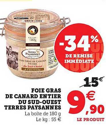 foie gras de canard entier du sud-ouest terres paysannes