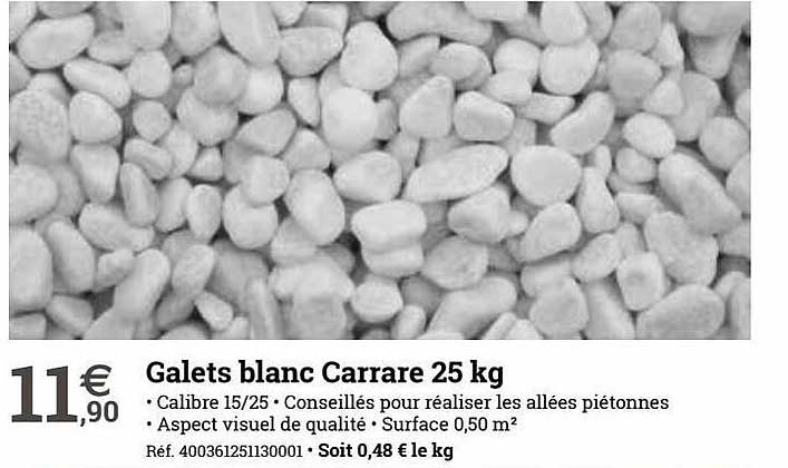 galets blanc carrare 25 kg