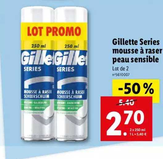 gillette séries mousse à raser peau sensible