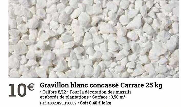gravillon blanc concassé carrare 25 kg