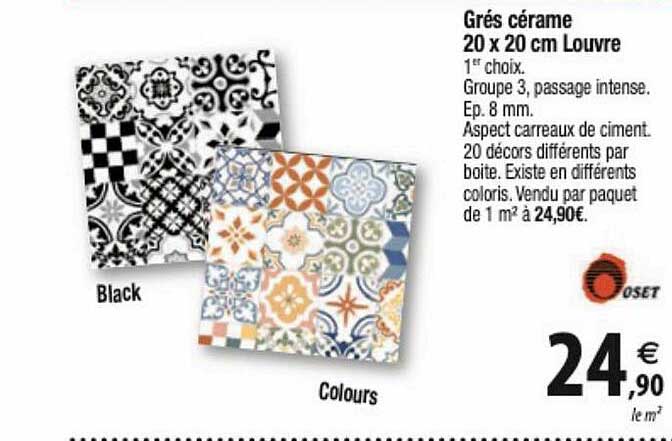 grés cérame 20 x 20 cm louvre oset