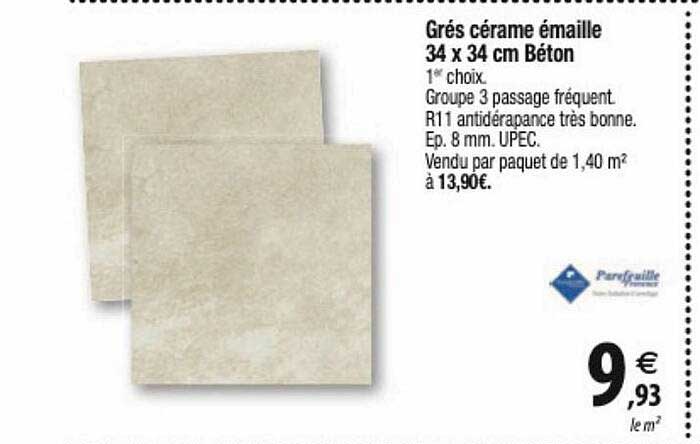 grés cérame émaille 34 x 34 cm béton purefeuille