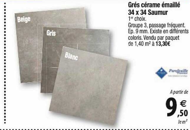 grés cérame émaillé 34 x 34 saumur purefeuille