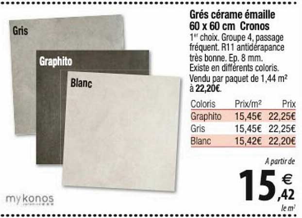 grés cérame émaille 60 x 60 cm cornos my konos