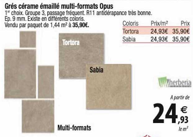 grés cérame émaillé multi-formats opus herberia