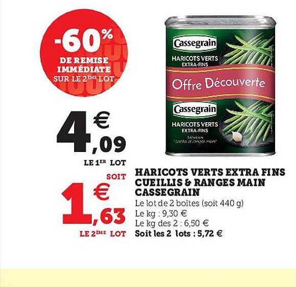 haricots verts extra fins cueillis & rangés main cassegrain