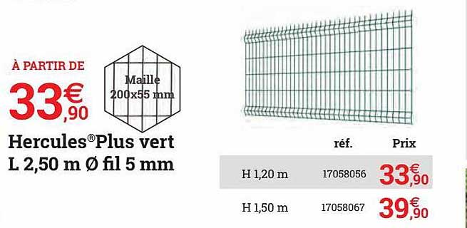 hercules plus vert l 2.50 m ø fil 5 mm