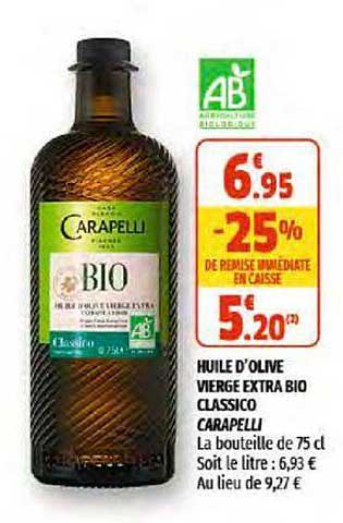 Huile D'olive Vierge Extre Bio Classico Carapelli