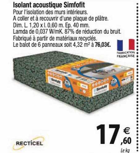 Isolant Acoustique Simfofit Recticel