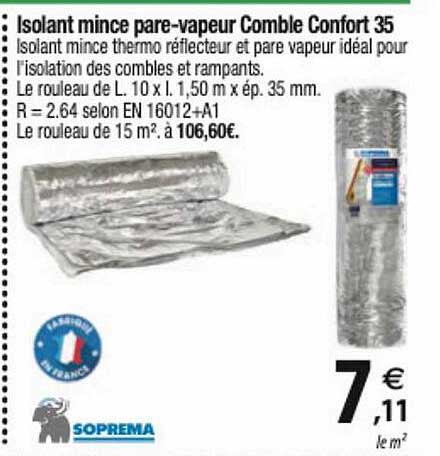 isolant mince pare-vapeur comble confort 35 soprema