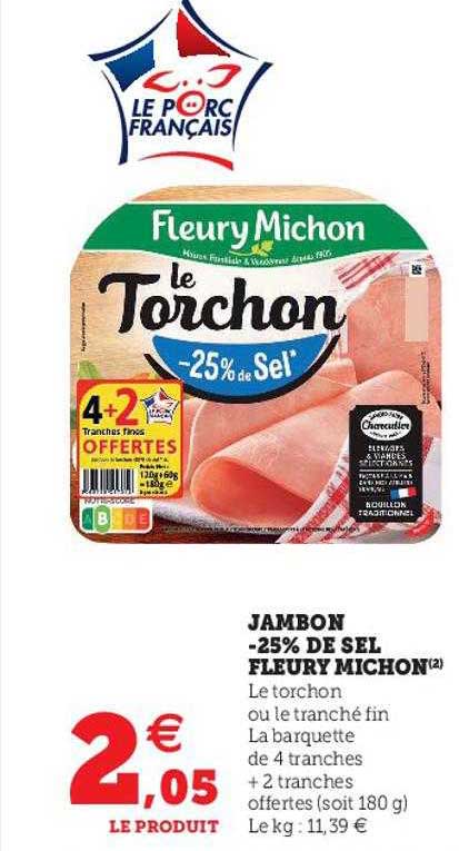 jambon -25% de sel fleury michon