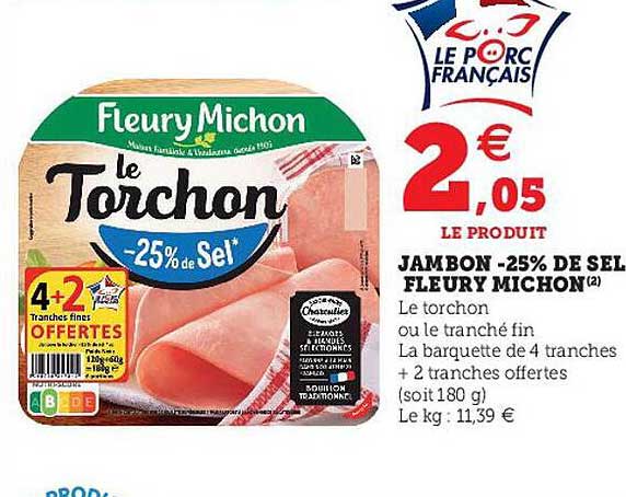 jambon -25% de sel fleury michon