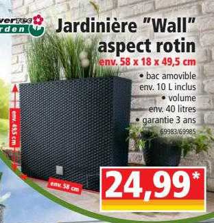 jardinière "wall" aspect rotin