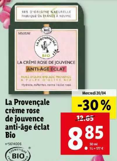 La Provençale Crème Rose De Jouvence Anti-âge éclat Bio