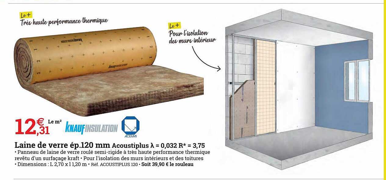 laine de verre ép.120 mm acoustiplus knaufinsulation