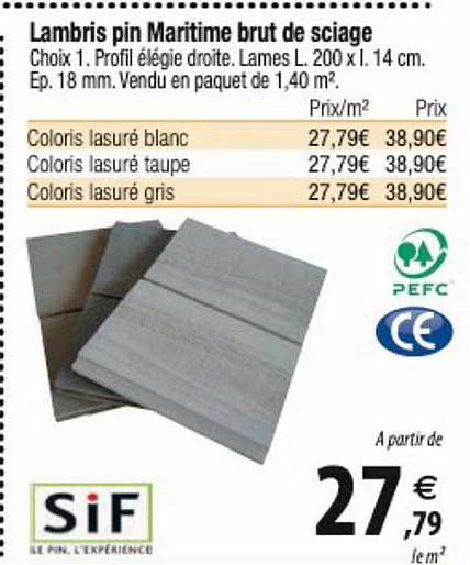 lambris pin maritime brut de sciage sif
