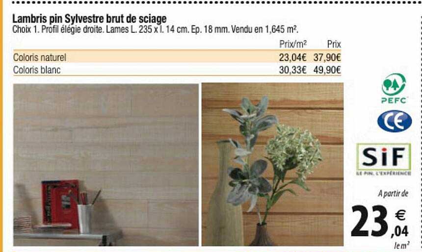 lambris pin sylvestre brut de sciage sif