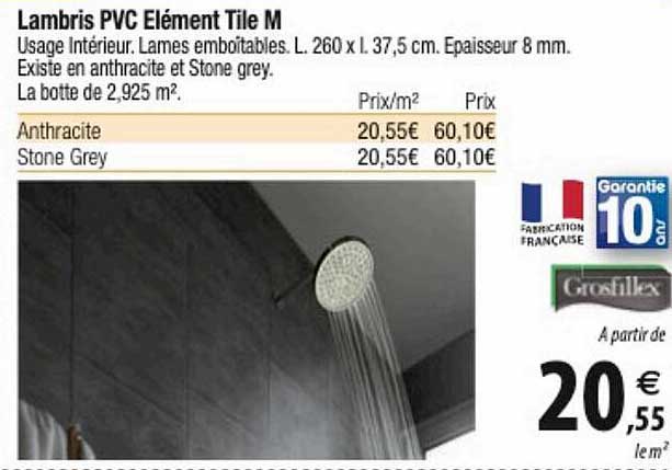 Lambris Pvc Elément Tile M Grosfillex