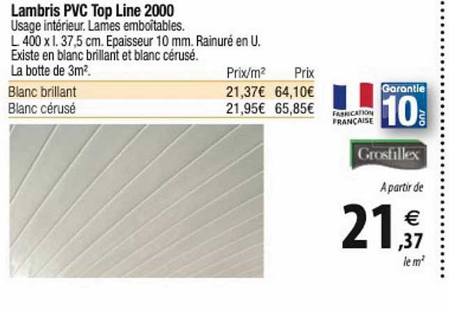 lambris pvc top line 2000 grosfillex