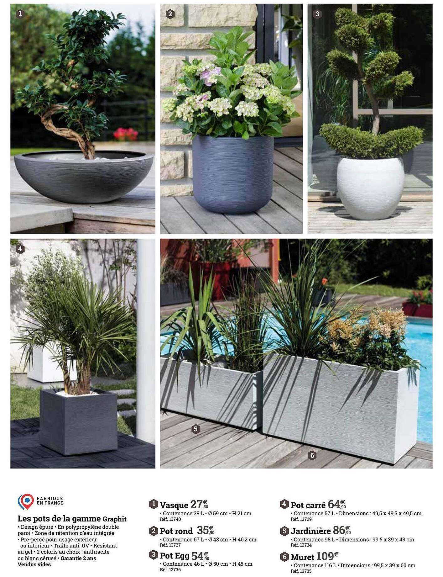 les pots de la gamme graphit