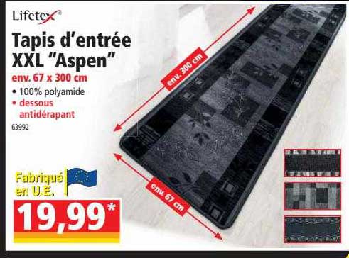 lifetex tapis d'entrée xxl "aspen"
