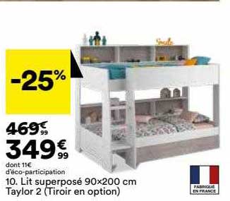 lit superposé 90 x 200 cm taylor 2