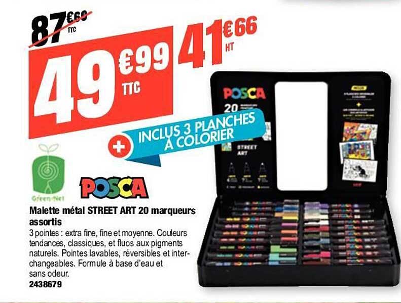 malette métal street art 20 marqueurs assortis posca