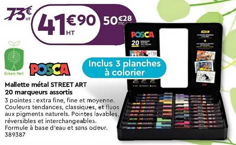 mallette métal street art 20 marqueurs posca