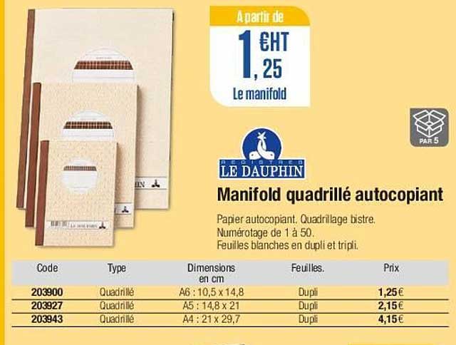 manifold quadrillé autocopiant le dauphin