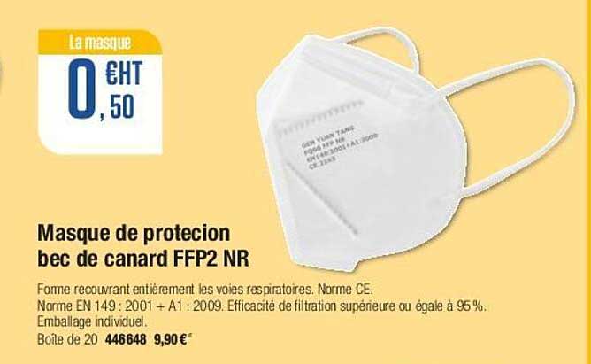 masque de protecion bec de canard ffp2 nr