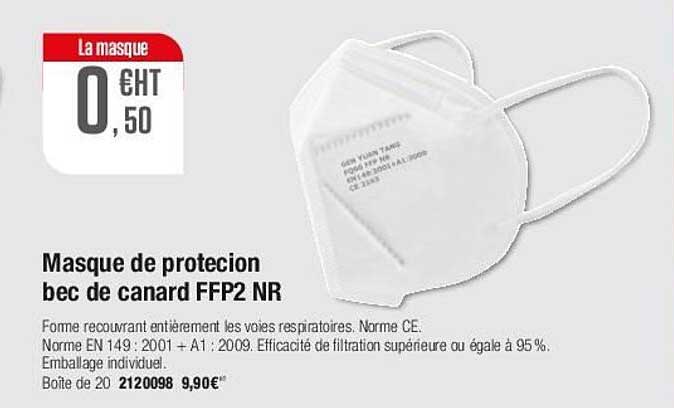 masque de protecion bec de canard ffp2 nr
