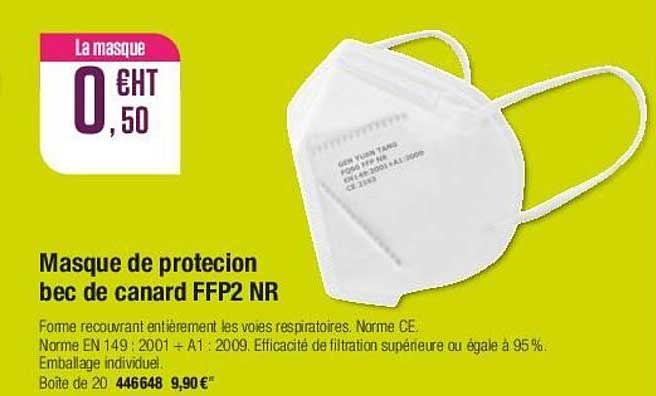 masque de protection bec de canard ffp2 nr