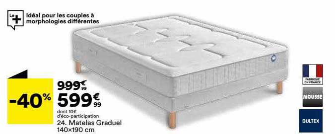 Matelas Graduel 140 X 190 Cm Bultex