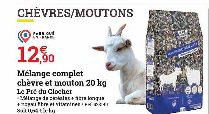 mélange complet chèvre et mouton 20 kg le pré du clocher