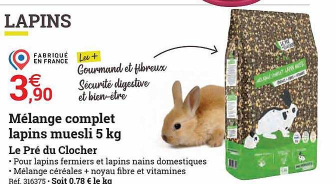 mélange complet lapins muesli 5 kg le pré du clocher