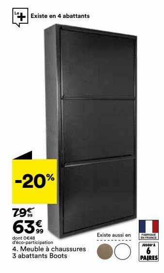 meuble à chaussures 3 abattants boots