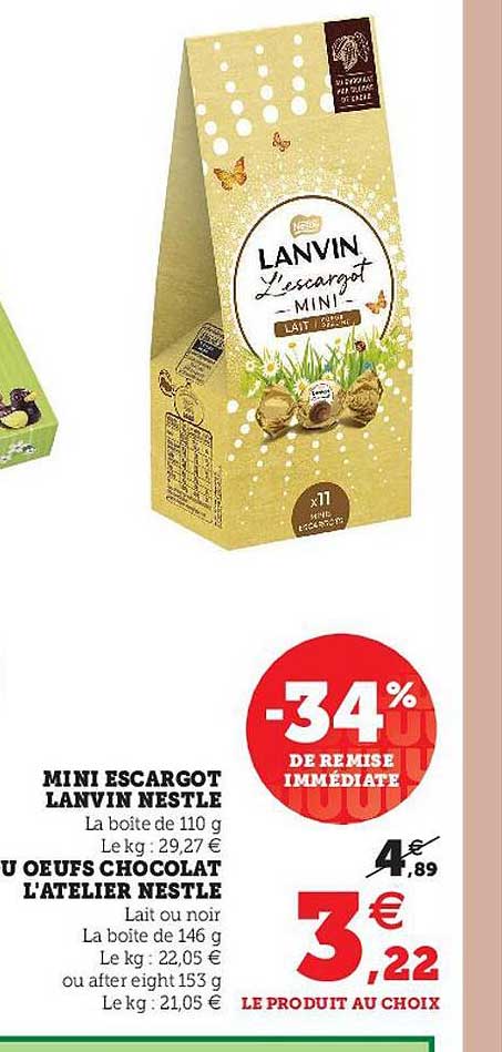 mini escargot lanvin nestlé, u oeufs chocolat l'atelier nestlé