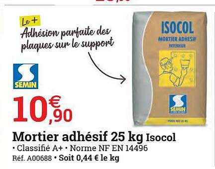 mortier adhésif 25 kg isocol semin